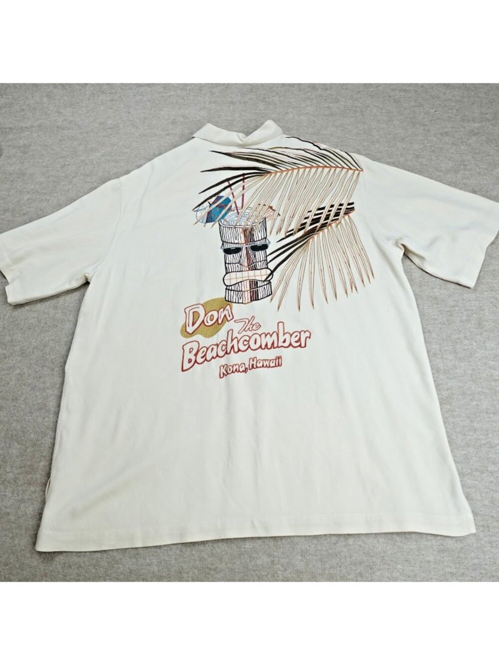 Tori Richard Hawaiian Shirt XL Beige Don the Beachcomber Kona Hawaii